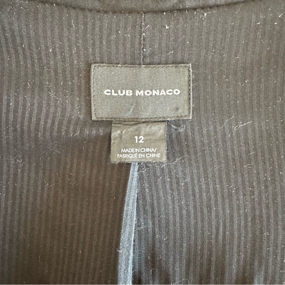 Club Monaco Blazer Womens Size 12 Black Wool Accent Darts Collar Single Button - Picture 9 of 16
